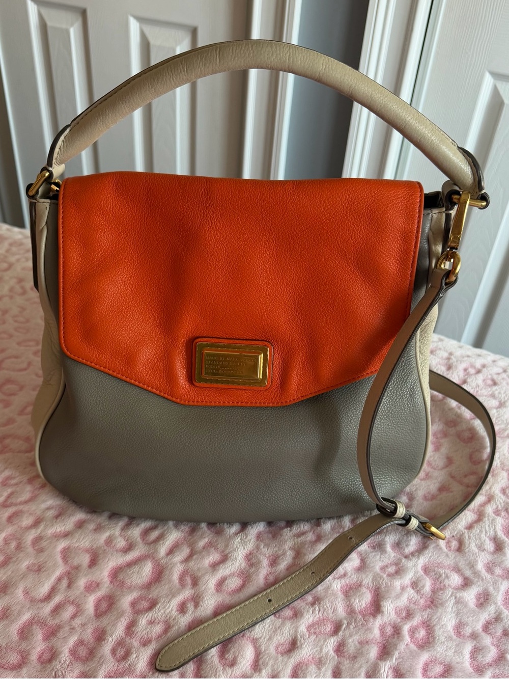 Marc Jacobs Handbag Leather Multicolor 
Gray/Orange/Cream Women’s - Picture 7 of 13